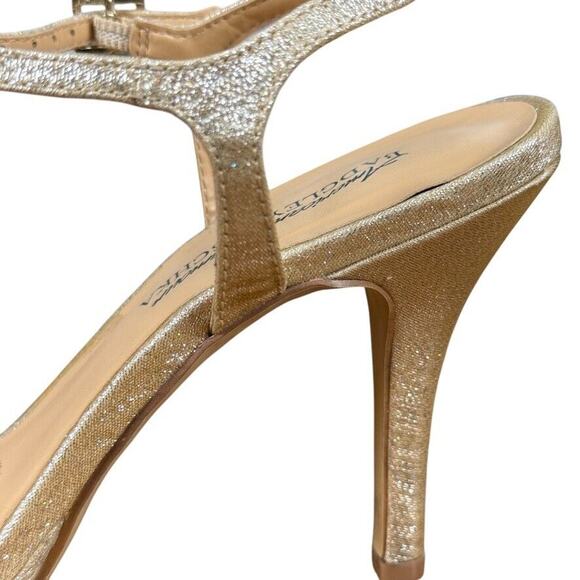 Badgley Mischka American Glamour Womens Rhinestone Gold Ankle Strap Heels sz 6.5 - Picture 4 of 16